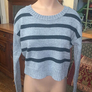 Material Girl Stripe Metallic Crop Sweater